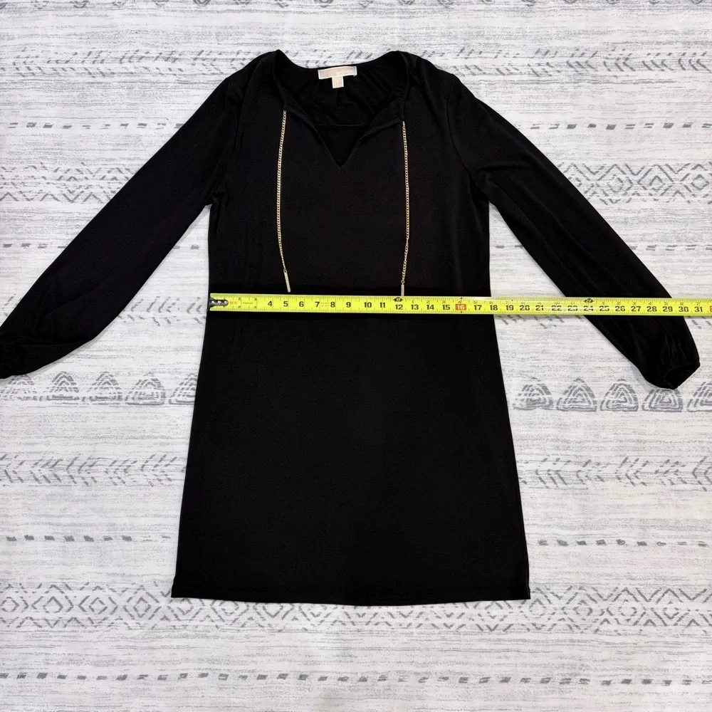 Michael Kors Black Dress S Elegant Sleek Chic Gold Chain Mobwife Lightweight